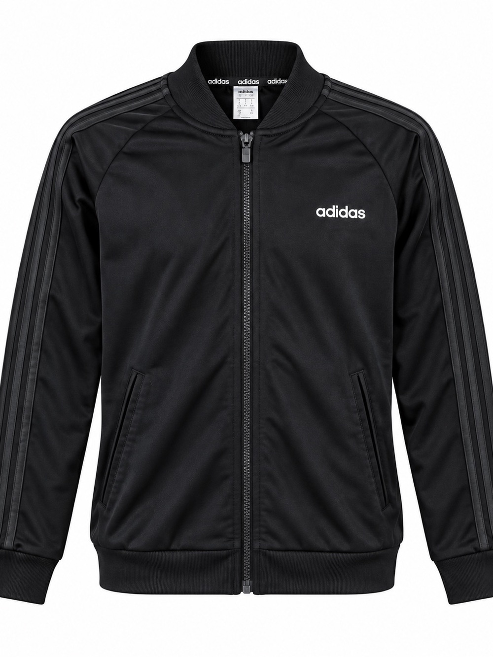 Adidas Black 3 Stripe Full Zip Track Jacket Size Medium